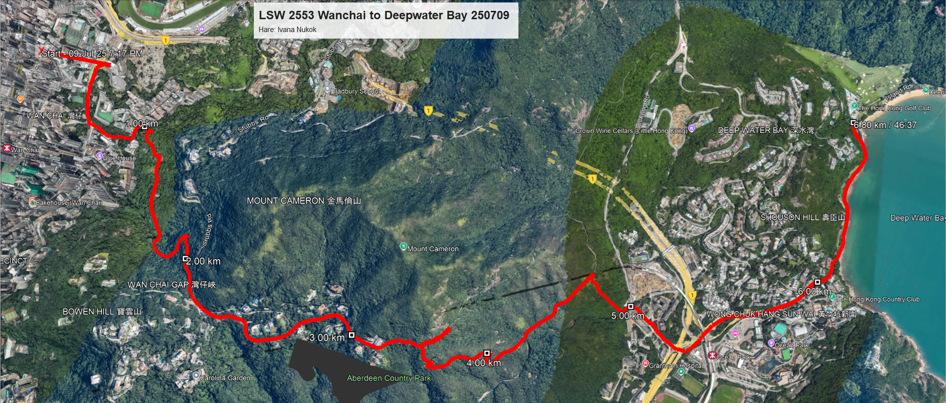 Wanchai to Deepwater Bay 250709 6.80km